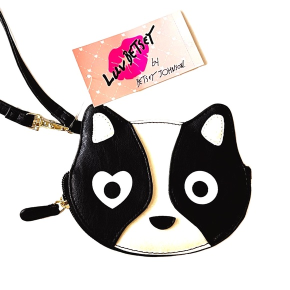 Betsey Johnson Crazy Cat Lady Card Coin Purse Wristlet Quirky Kitty Glitter NEW - Picture 1 of 13